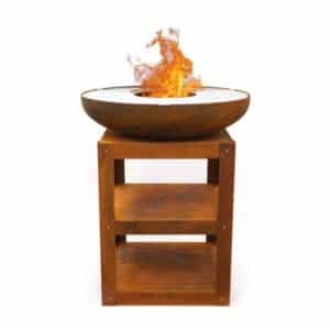 HEAT Bakka Kochfeuerstelle | Plancha-Grill aus Roststahl mit Stauraum