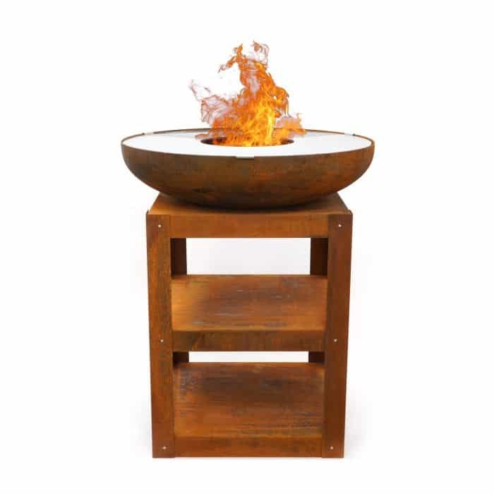 HEAT Bakka Kochfeuerstelle | Plancha-Grill aus Roststahl mit Stauraum