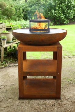 HEAT Bakka Kochfeuerstelle | Plancha-Grill aus Roststahl mit Stauraum