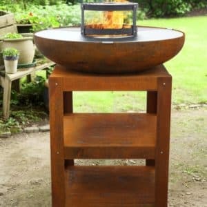 HEAT Bakka Kochfeuerstelle | Plancha-Grill aus Roststahl mit Stauraum