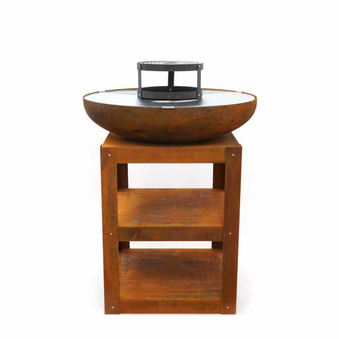 HEAT Bakka Kochfeuerstelle | Plancha-Grill aus Roststahl mit Stauraum