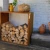 Holzlager Dokka | Großes 80×80 cm Brennholzregal in Rost-Optik