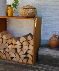 Holzlager Dokka | Großes 80×80 cm Brennholzregal in Rost-Optik