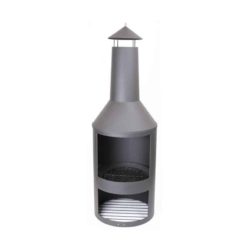 HEAT Larvik Terrassenofen | Moderner Gartenkamin mit Holzlager & Schornstein