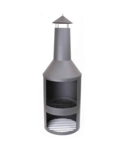 HEAT Larvik Terrassenofen | Moderner Gartenkamin mit Holzlager & Schornstein