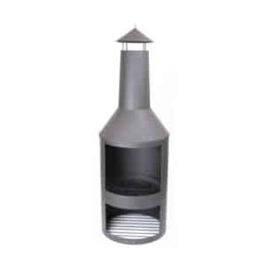 HEAT Larvik Terrassenofen | Moderner Gartenkamin mit Holzlager & Schornstein