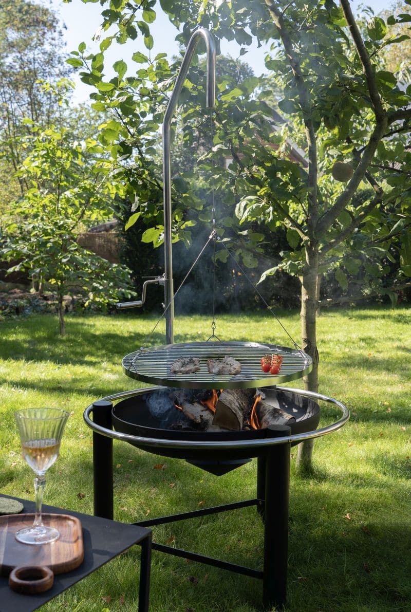 HEAT Pendal Kochfeuerstelle | 76-cm-Feuerschale & höhenverstellbarer Grillrost