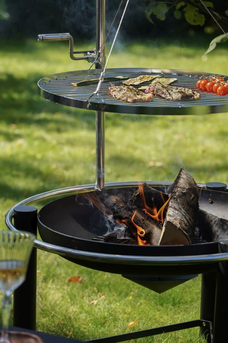 HEAT Pendal Kochfeuerstelle | 76-cm-Feuerschale & höhenverstellbarer Grillrost