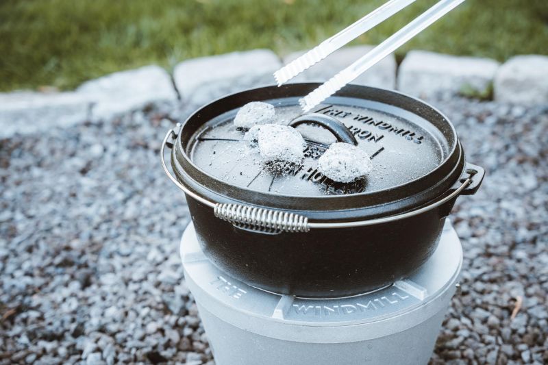 Dutch Oven 6 Qt flacher Boden | Gusseisentopf für Outdoor & Küche
