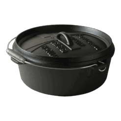 Dutch Oven 6 Qt flacher Boden | Gusseisentopf für Outdoor & Küche