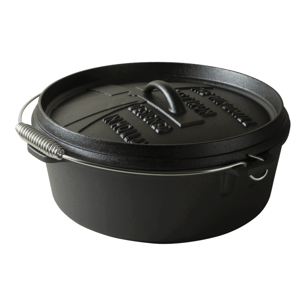 Dutch Oven 6 Qt flacher Boden | Gusseisentopf für Outdoor & Küche